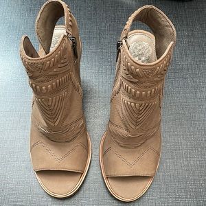 Vince Camuto Tan Peep toe booties size 7 1/2